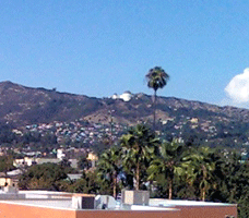 The Hollywood Sign and Griffith Observatory as seen from the Lemon Grove Parking Structure