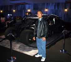 Posing with the Tumbler from BATMAN BEGINS and THE DARK KNIGHT, on December 7, 2012.