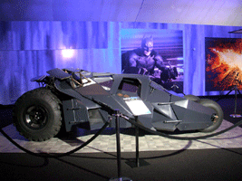 The Tumbler from BATMAN BEGINS and THE DARK KNIGHT on display at L.A. Live, on December 7, 2012.