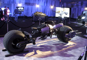 The Batpod from THE DARK KNIGHT and THE DARK KNIGHT RISES on display at L.A. Live, on December 7, 2012.
