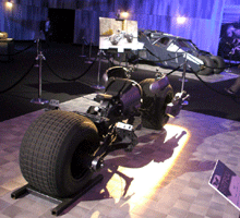 The Batpod from THE DARK KNIGHT and THE DARK KNIGHT RISES on display at L.A. Live, on December 7, 2012.