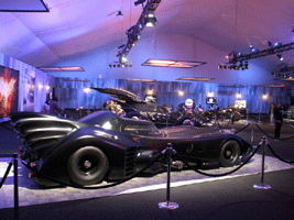 The Batmobile from Tim Burton's 1989 BATMAN film and BATMAN RETURNS, on display at L.A. Live on December 7, 2012.