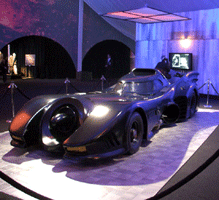 The Batmobile from Tim Burton's 1989 BATMAN film and BATMAN RETURNS, on display at L.A. Live on December 7, 2012.