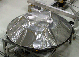 The MSL cruise stage's solar panel, in protective wrapping.