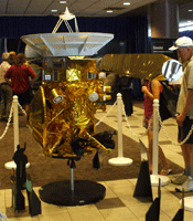 A model of the Cassini spacecraft, which arrived at Saturn in 2004.