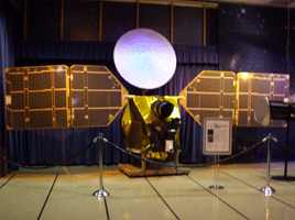 A full-scale mock-up of the Mars Reconnaissance Orbiter, which arrived at the Red Planet in 2006.