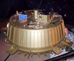 A full-scale mock-up of the Huygens Titan probe.