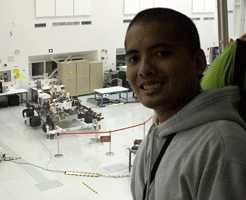 Posing with the Curiosity rover behind me.