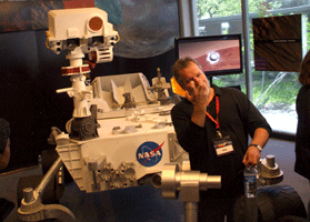 A full-scale mock-up of the Curiosity rover.