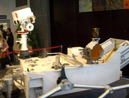 A full-scale mock-up of the Curiosity rover.
