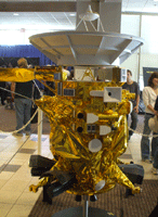 A model of the Cassini spacecraft, which arrived at Saturn in 2004.