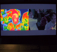 Photographing an infrared image of myself.