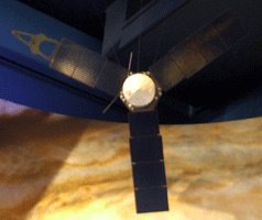 A model of the Juno spacecraft, which launches to Jupiter in August of this year.