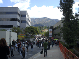 The San Gabriel Mountains loom beyond JPL.
