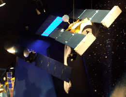 Models of the Stardust and Dawn spacecraft.