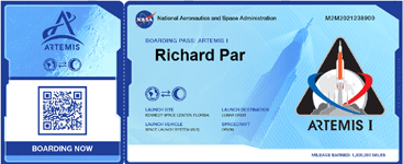 My 'boarding pass' for the Artemis I mission