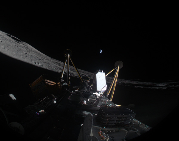 A photo of Intuitive Machines' Athena lander on the lunar surface...on March 6, 2025