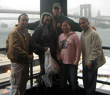 In front of the Brooklyn Bridge... Lousy rain.