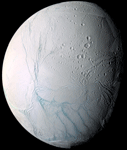 An image of Saturn's moon Enceladus...taken by the Cassini spacecraft on July 14, 2005