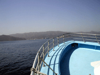 From the bow of the Catalina Express, Catalina Island beckons on the horizon...on October 4, 2013.