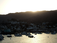 Sunset falls upon Avalon Bay at Catalina Island, on October 4, 2013.