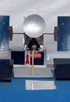 A model of the Dawn spacecraft, which will be launched in 2007 to study asteroids Vesta and Ceres.