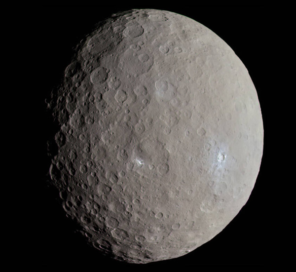 An image of dwarf planet Ceres that was taken by the Dawn spacecraft