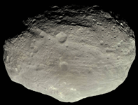 A natural-color image of asteroid Vesta that was taken by the Dawn spacecraft on July 24, 2011