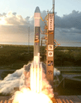 A Delta 2 rocket carrying the Dawn spacecraft launches from Cape Canaveral Air Force Station in Florida on September 27, 2007