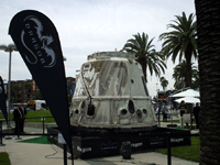 SpaceX's Dragon C1 capsule on display near E3 2013 in downtown Los Angeles, on June 11, 2013