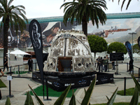 SpaceX's Dragon C1 capsule on display near E3 2013 in downtown Los Angeles, on June 11, 2013