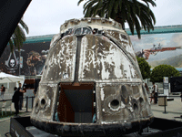 SpaceX's Dragon C1 capsule on display near E3 2013 in downtown Los Angeles, on June 11, 2013