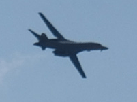 The B-1B Lancer bomber is about to land after conducting an aerial demo during the Aerospace Valley Air Show at Edwards Air Force Base, California...on October 15, 2022.