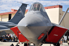 The F-22 Raptor on display during the Aerospace Valley Air Show at Edwards Air Force Base, California...on October 15, 2022.