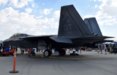 The F-22 Raptor on display during the Aerospace Valley Air Show at Edwards Air Force Base, California...on October 15, 2022.