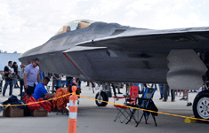 The F-22 Raptor on display during the Aerospace Valley Air Show at Edwards Air Force Base, California...on October 15, 2022.