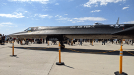 An SR-71 Blackbird on display during the Aerospace Valley Air Show at Edwards Air Force Base, California...on October 15, 2022.