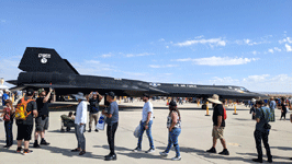 The SR-71 Blackbird on display during the Aerospace Valley Air Show at Edwards Air Force Base, California...on October 15, 2022.