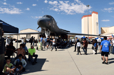 The B-1B Lancer bomber on display during the Aerospace Valley Air Show at Edwards Air Force Base, California...on October 15, 2022.