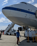 NASA's retired SOFIA aircraft on display during the Aerospace Valley Air Show at Edwards Air Force Base, California...on October 15, 2022.