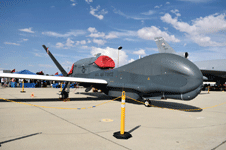 An RQ-4 Global Hawk drone on display during the Aerospace Valley Air Show at Edwards Air Force Base, California...on October 15, 2022.