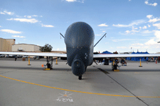 The RQ-4 Global Hawk drone on display during the Aerospace Valley Air Show at Edwards Air Force Base, California...on October 15, 2022.