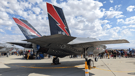 The F-35A Lightning II on display during the Aerospace Valley Air Show at Edwards Air Force Base, California...on October 15, 2022.