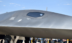 The Darkstar from TOP GUN: MAVERICK on display during the Aerospace Valley Air Show at Edwards Air Force Base, California...on October 15, 2022.