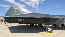 The Darkstar from TOP GUN: MAVERICK on display during the Aerospace Valley Air Show at Edwards Air Force Base, California...on October 15, 2022.