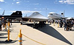 The Darkstar from TOP GUN: MAVERICK on display during the Aerospace Valley Air Show at Edwards Air Force Base, California...on October 15, 2022.