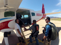 About to board the aircraft to do a tandem skydive above Lake Elsinore, CA...on October 4, 2014.