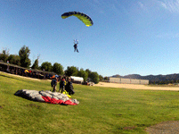 About to touch down on the drop zone at Skylark Field Airport...on October 4, 2014.