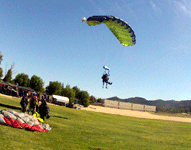 About to touch down on the drop zone at Skylark Field Airport...on October 4, 2014.