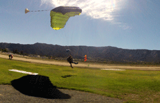 About to touch down on the drop zone at Skylark Field Airport...on October 4, 2014.